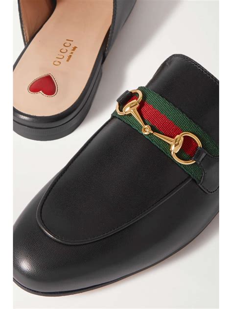 net a porter gucci princetown leather slipper|Gucci princetown striped slippers.